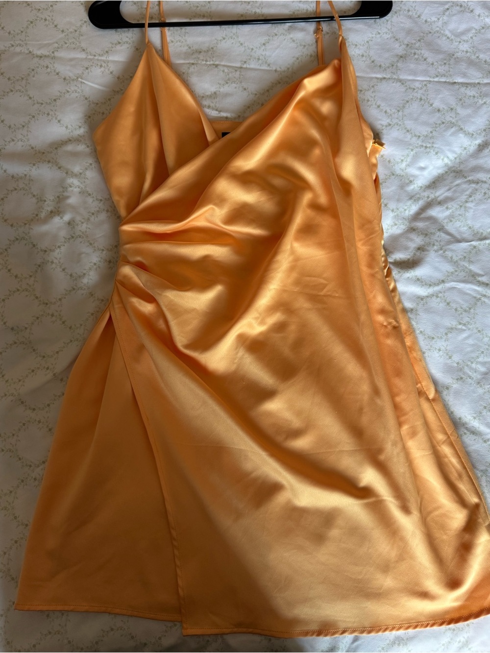 Dynamite Satin Mini Dress in Golden Orange